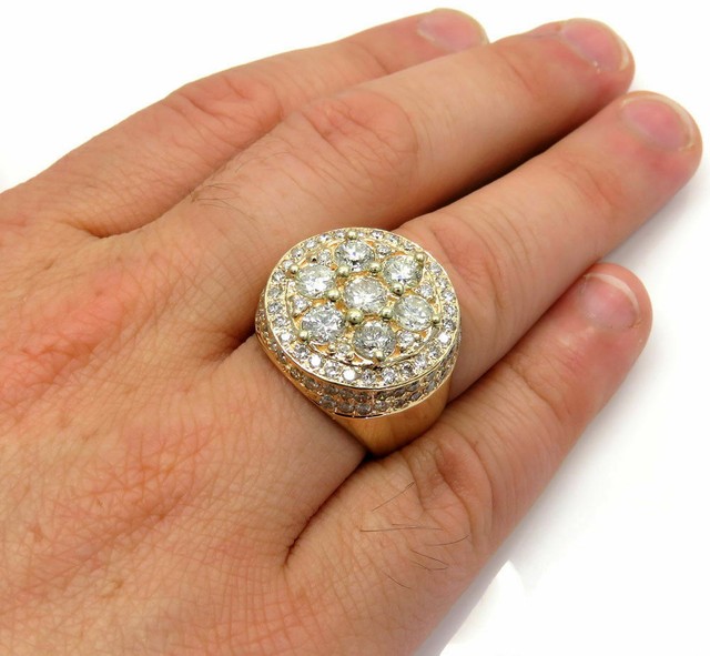 Mens VVS Genuine Lab Diamonds 4.5 Cts Fancy Pinky Ring 14k Yellow Gold Plated eBay