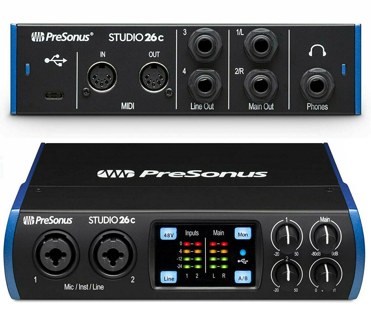 PreSonus Studio 26c 2x4, 192 kHz, USB-C Audio Interface, 2 Mic