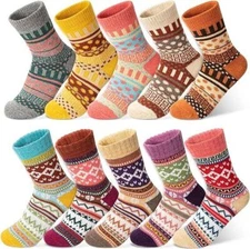 5 Pairs Crew Wool Merino Lambs Women Heavy Duty Boot Soft Warm Thermal Socks 5-9