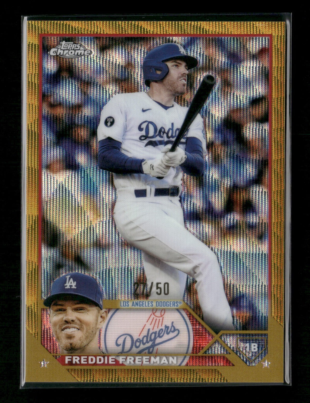 2023 Topps Chrome Freddie Freeman #5 Gold Wave Refractor #27/50 Dodgers