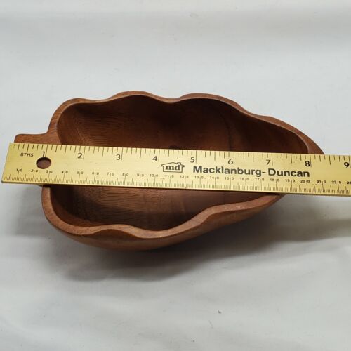 Vintage Hawaii Monkey Pod Wood Leaf Shape Bowl, Nut Dish MCM darker - Picture 10 of 11