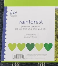 Love Nicole Premium Cardstock Rainforest Green 50 Sheets 65lb NEW Sealed