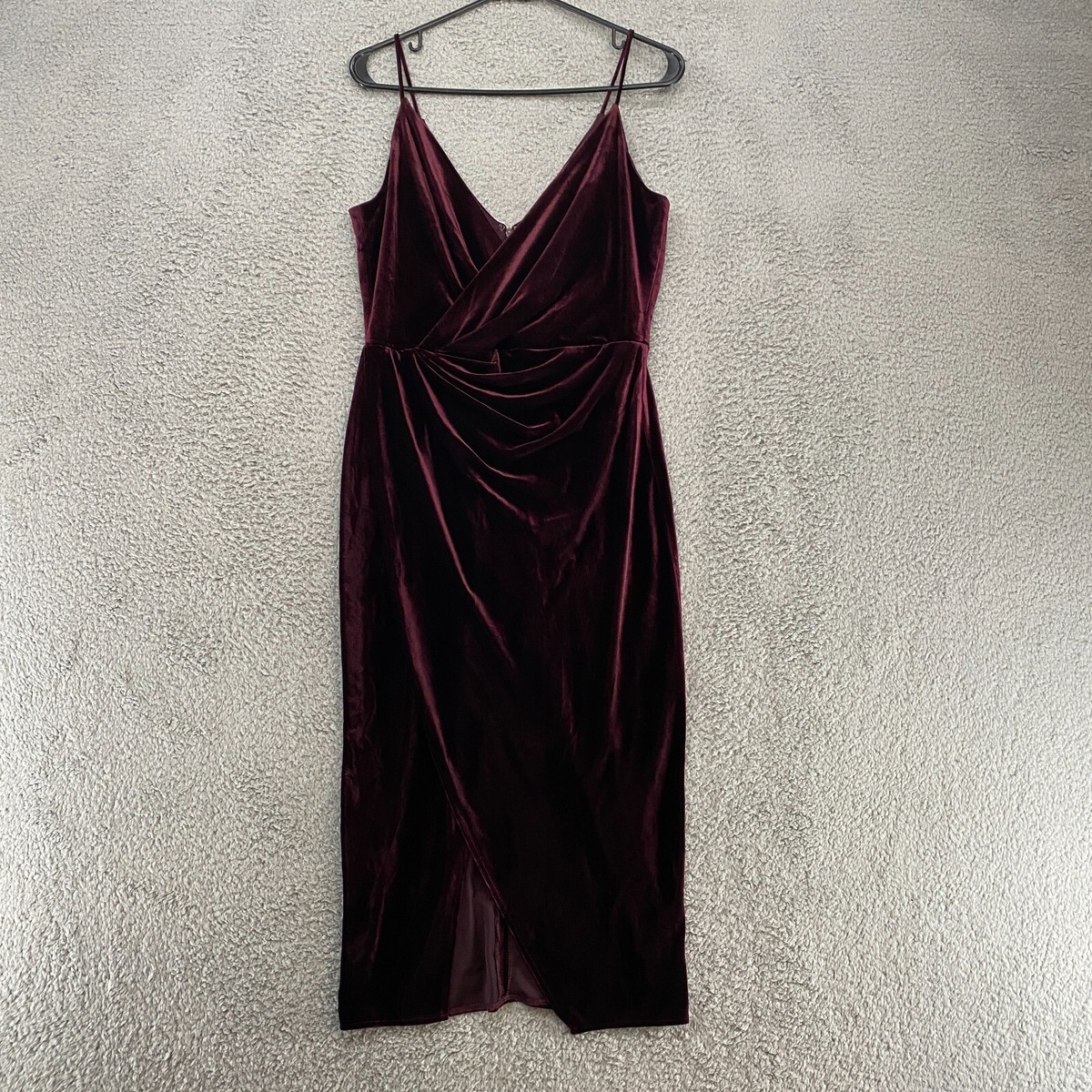 Betsey Johnson Velvet Dress Womens 6 Faux Wrap Wine Slit Sheath Cami Maroon | eBay Betsey Johnson Velvet Dress Womens 6 Faux Wrap Wine Slit Sheath Cami Maroon | eBay