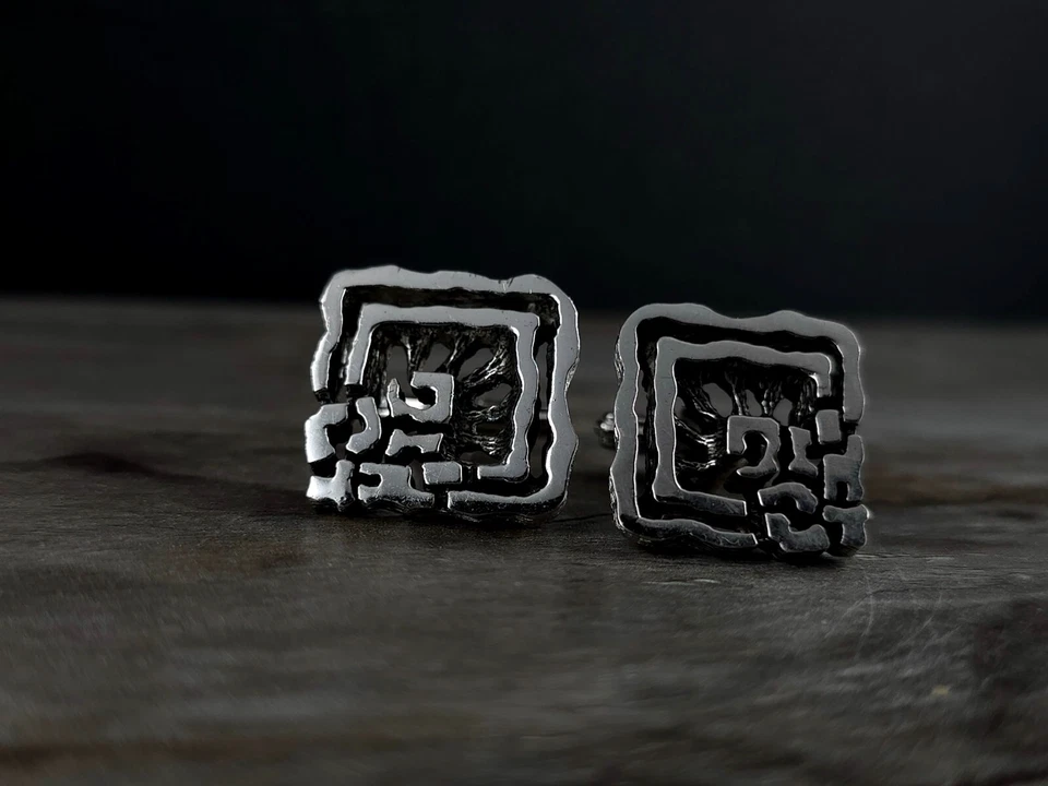 Manschettenknöpfe Silber 835 Modernist durchbrochen - umwerfend & auffällig - Bild 4 von 4