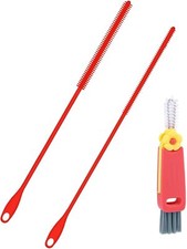 3pcs Silicone Straw Brush and Cup Lid Cleaning Brush, Ultra Long M, Red