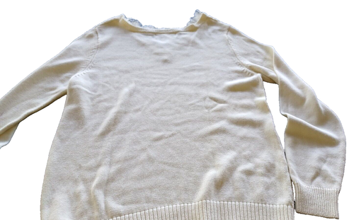 Magaschoni Womens Knit Long Sleeve Lace neck trimm Pullover Sweater Size M NWOT - Picture 8 of 8