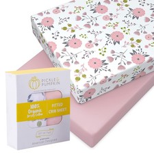 Premium Organic Crib Sheet  2 Pack 100 Organic Jersey Cotton Fitted Crib Sh...