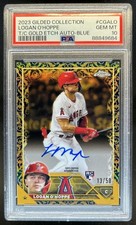 2023 Topps Gilded Chrome Logan O'Hoppe Auto RC Blue Refractor #/50 PSA 10