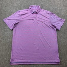 Vineyard Vines Polo Shirt Mens Large Purple Blue Stripe Performance Golf Tech