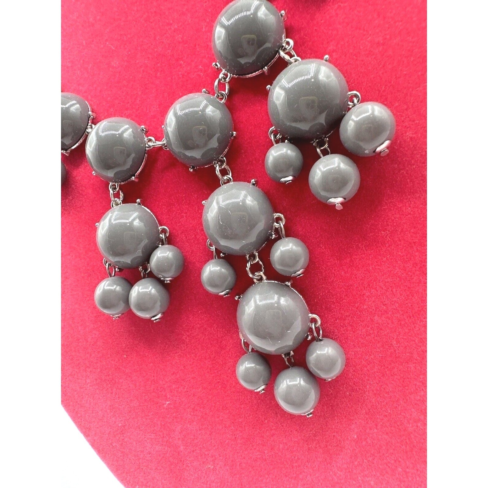 Chic Grey Bubble Bead Statement Necklace Silver C… - image 9
