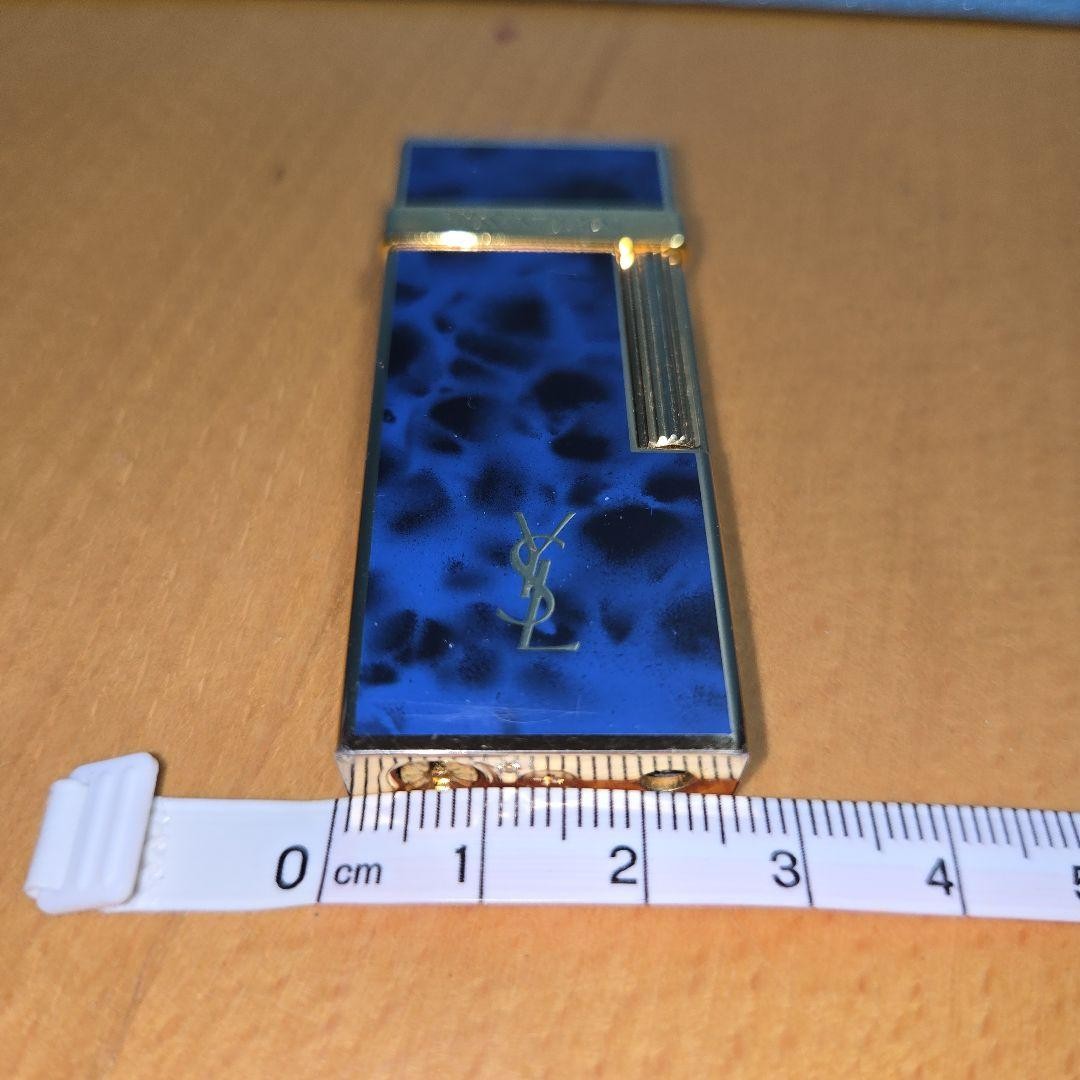 YSL Yves Saint Laurent Antique Blue Pattern Lighter Used 1990s Collectible thumbnail 15