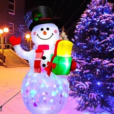 5FT Christmas Inflatables Snowman with Rotating Lights, Blow Up Snowman Outdo...