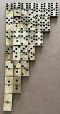Vintage EBONY / IVORY Dominoes 28pcs ANTIQUE