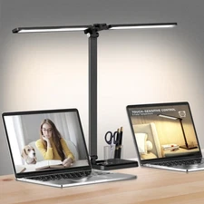 Dimmable LED Desk Lamp with USB Charging Port, 50 Lighting Modes Dual Swing A...
