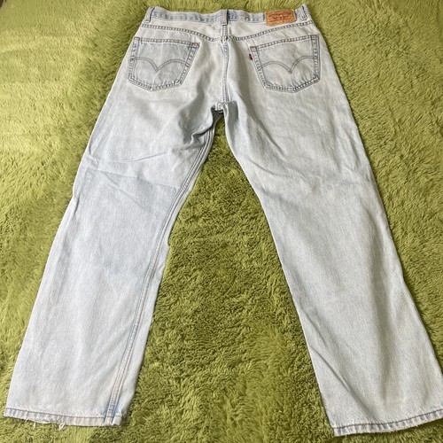 Levi's 505 Regular Fit 36x30 Straight Light Wash Distressed Patch USADenim Jeans - Bild 10 von 10