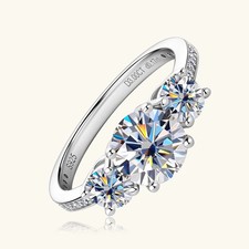 3.0ct Round Cut Lab‑Created Diamond Test Pass Three-Stone Engagement Ring