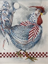 David Arnold Banta ?Patriotic Rooster? Watercolor Painting Hoosier Salon Artist