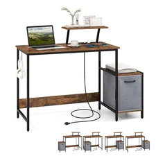 Computer Desk Writing Workstation Home Office w/ Movable Storage Rack & Shelf
