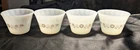 4x Dynaware Pyrex Ramekin  Custard Dish White Milk Glass Brown Daisy Vintage