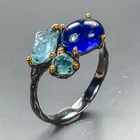 Women jewelry ring Blue Sapphire Ring 925 Sterling Silver Size 7.5 /R472014
