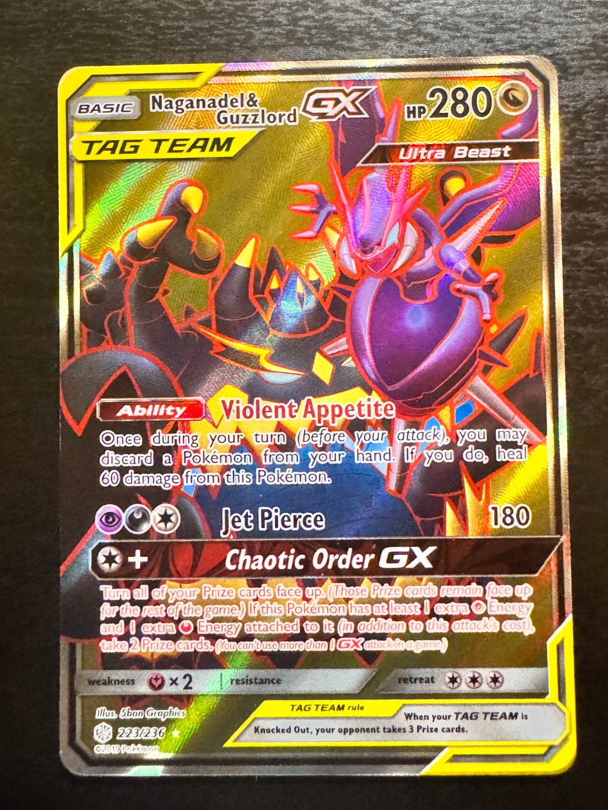 Naganadel & Guzzlord GX Holo Ultra Rare SM - Cosmic Eclipse 223/236 NM