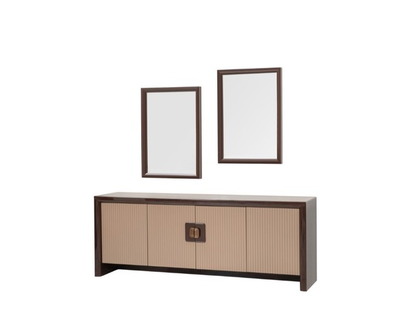 Elegantes Braunes Sideboard Designer Spiegel LuxuriöSe Anrichte 2Tlg-image
