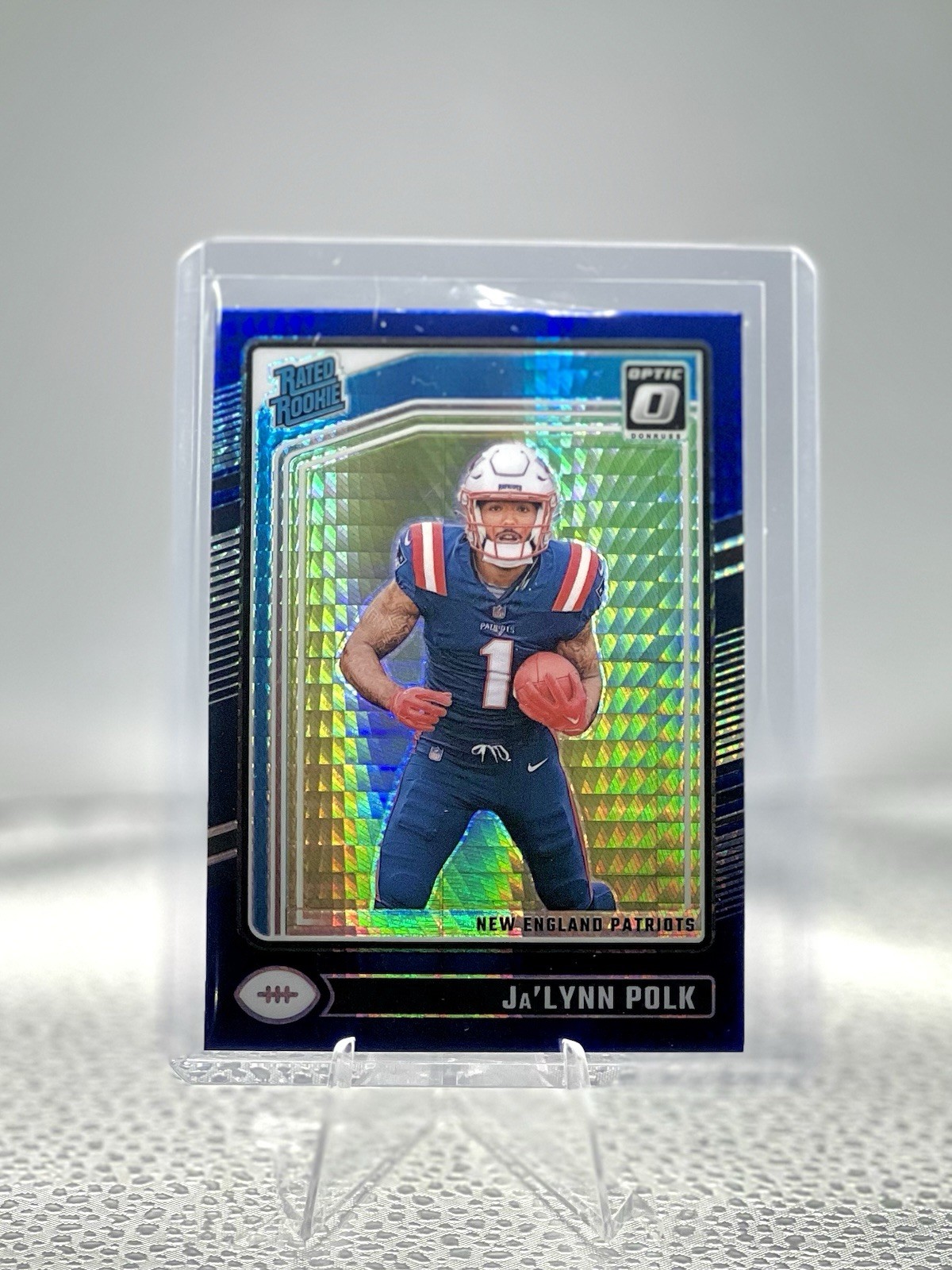 2024 Panini Donruss Optic - Rated Rookie Ja'Lynn Polk #240 Blue Hyper Prizm (RC)