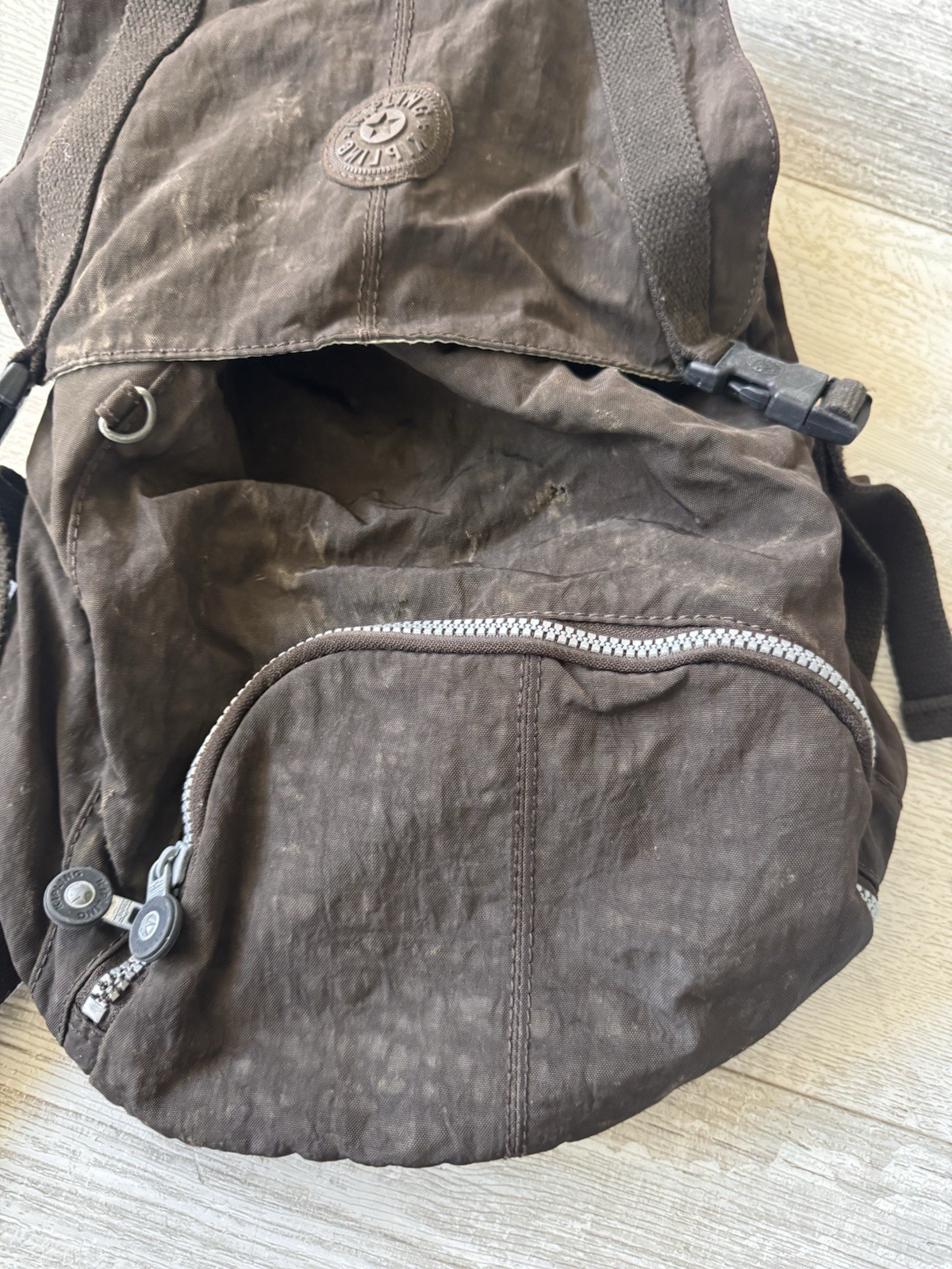 Kipling Brown Nylon Backpack Drawstring Flap Styl… - image 3