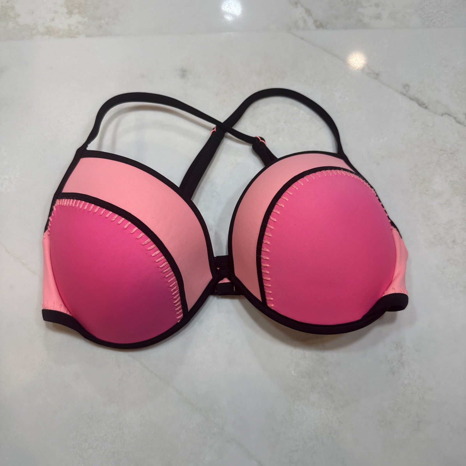 Victoria’s Secret Womens Push Up Bikini Top Underwire Pink 36DD Swim