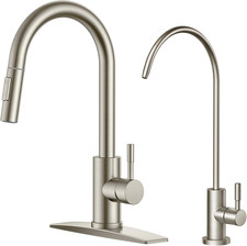 Brushed Nickel Kitchen Faucet with Water Filter for Reverse Osmosis Systems