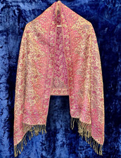 Pink Paisley Pashmina Scarf Wrap Fringe Reversible Shawl Soft Tassel Stole 27x66