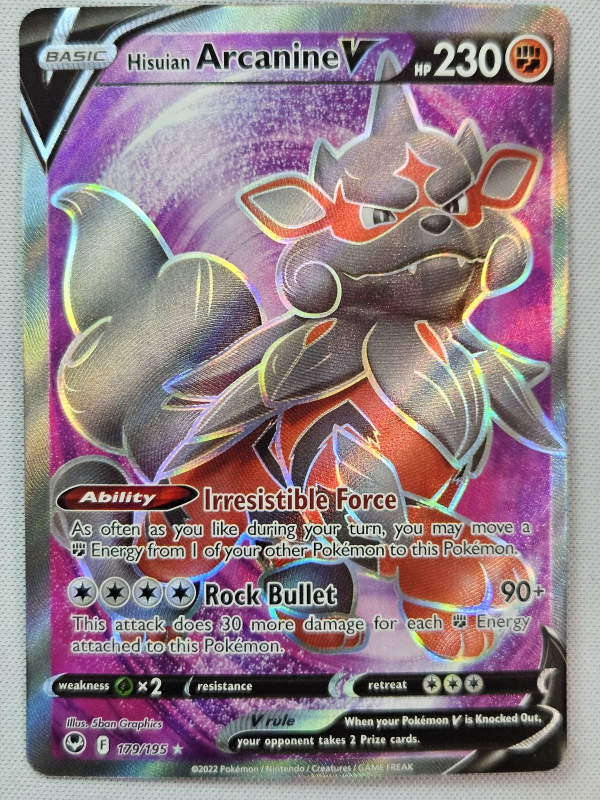 Hisuian Arcanine V (Full Art) Ultra Rare SWSH12: Silver Tempest 179/195 NM