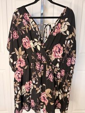 Torrid 4 Black Floral Babydoll Shirt