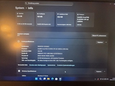 Lenovo Ideapad 330s-15IKB i5/20GB Ram/240GB SSD/Win11