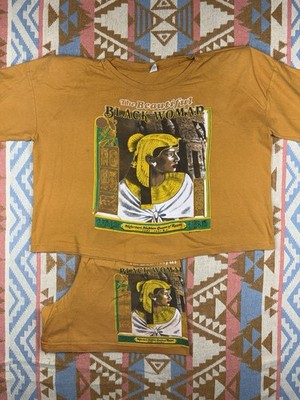 Vintage Shirt And Shorts Set 90s Beautiful Black Woman NEFERTARI Nubian Queen 
