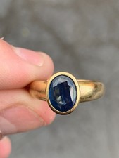 18ct gold sapphire 2ct solitaire ring vintage