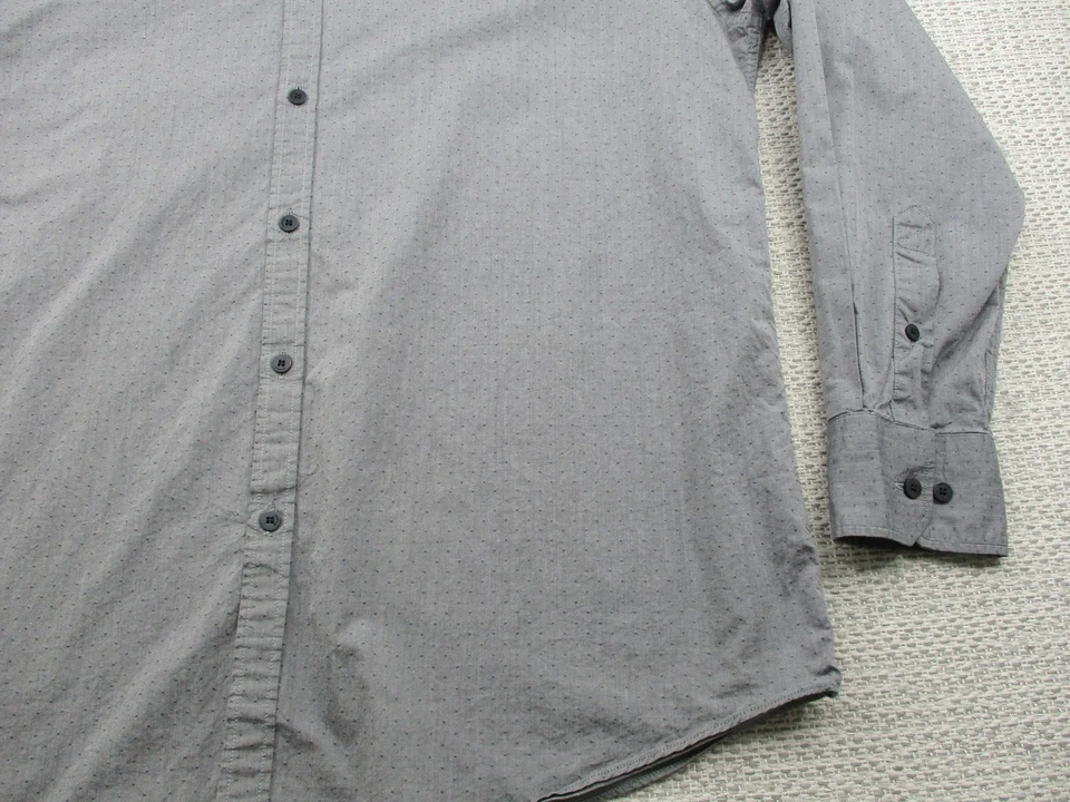 Murano Shirt Mens XL Gray Long Sleeve Button Up Casual Dress Subtle Dot Pattern - Image 2 of 4