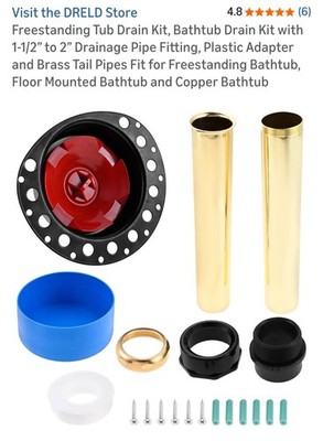 Freestanding Tub Drain Rough-in Kit Bathtub Drain PVC Plastic Adapter Brass Pipe