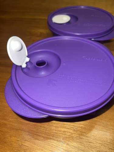 TUPPERWARE (2) 2 1/2 cup cups CRYSTALWAVE PURPLE MOCROWAVE CONTAINERS 2645 EUC - Picture 6 of 9