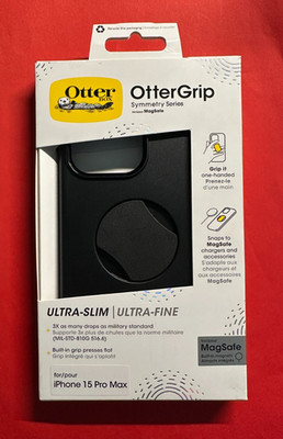 OtterBox OtterGrip Symmetry Hülle iPhone 15 Pro Max Schwarz mit Griff 77-93170