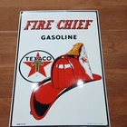Vintage Texaco Fire Chief Gasoline Metal Sign Ande Rooney 1986 USA 10.5”x16"
