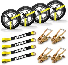 Heavy Duty 4 Pack 2x96 Car Tie Down Straps With 9900lbs Break Strength