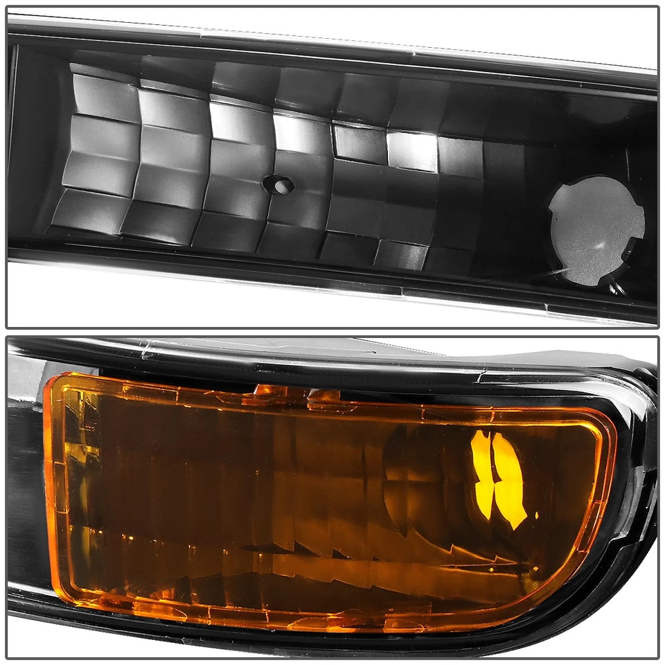 ДЛЯ 99-07 GMC SIERRA YUKON XL ЧЕРНЫЙ КОРПУС ЯНТАРНЫЕ УГЛОВЫЕ ФАРЫ БАМПЕР ЛАМПЫ - Изображение 4 из 4