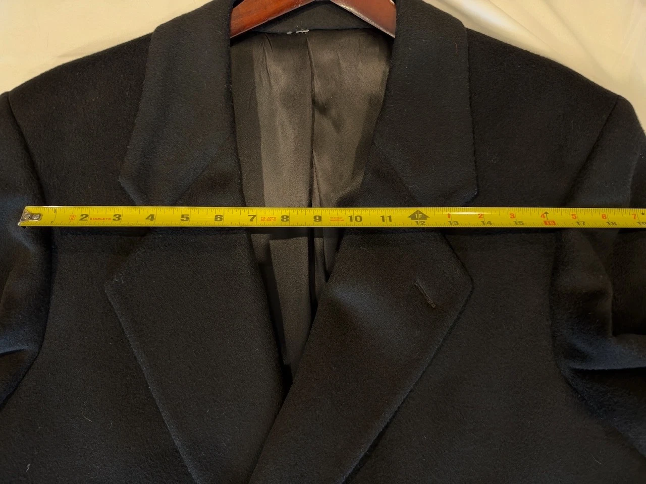 Perry Ellis Classic 80's Overcoat Mens 40 Black Double Breasted 100% Wool image 7