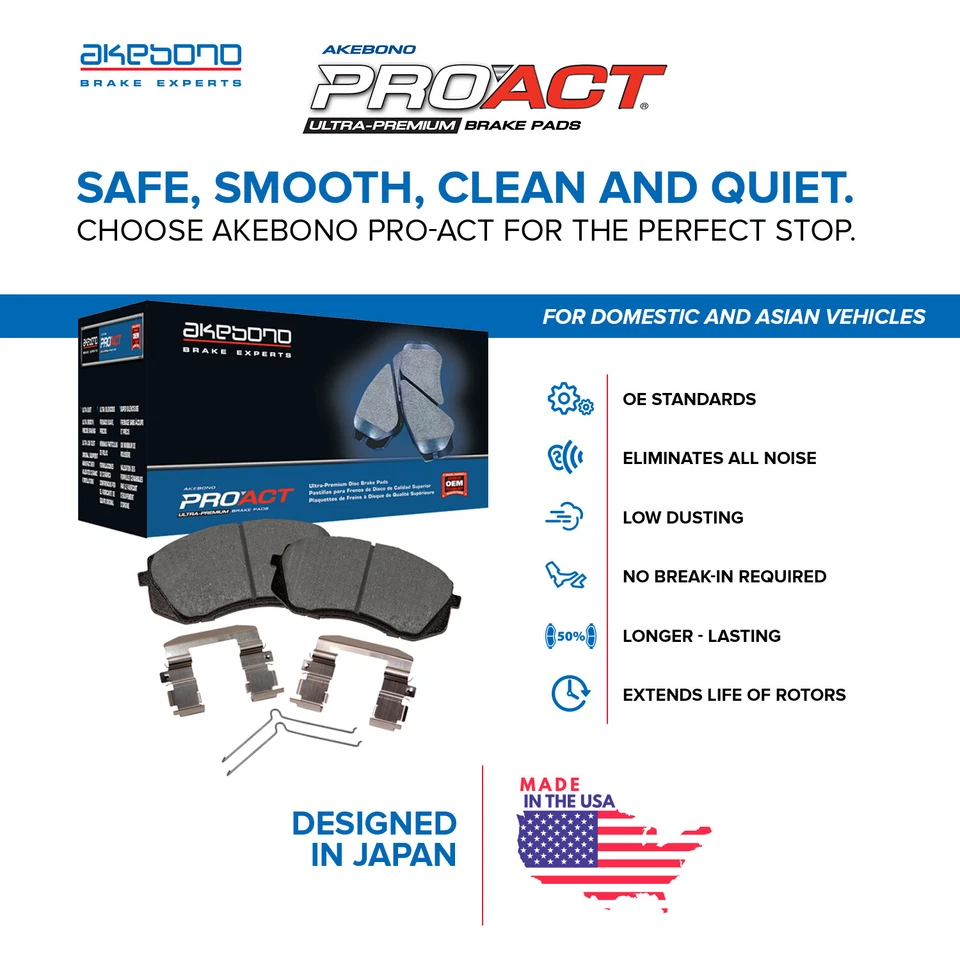 Kit de frenos delanteros Akebono ProACT pastillas de cerámica rotores de disco de 300 mm para Mazda 3 5 tracción delantera Foto 4 de 4