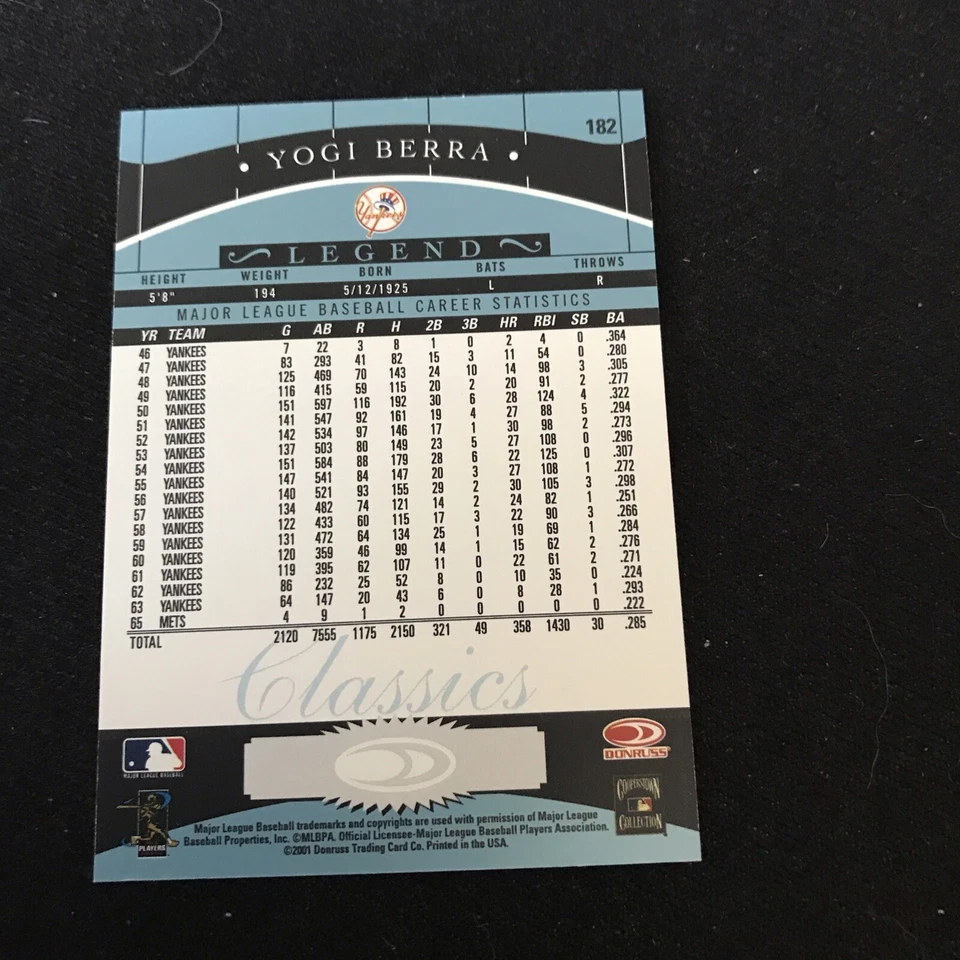 Donruss Classics Yogi Berra Significant Signatures 2001 autógrafo automático #182 Foto 2 de 2
