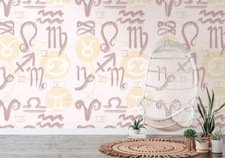 Photo Wallpaper Roman Zodiac Symbols Circles Pink Yellow 39199-1 (5,66£/1qm)