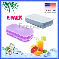 2 Pack 74 Case Silicone ICE Cube Tray Maker Mold Cocktails Whiskey stones