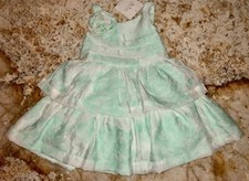 JANIE and JACK Floral Jacquard Mint Green White Dress NEW Infant Girls 3-6 Mos