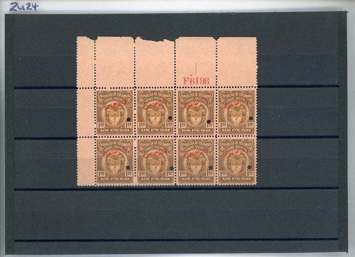 COLOMBIA Revenue 1p High Value ABNCo Plate *F6196* SPECIMEN Block{8} MNH ZU24 - Picture 3 of 5
